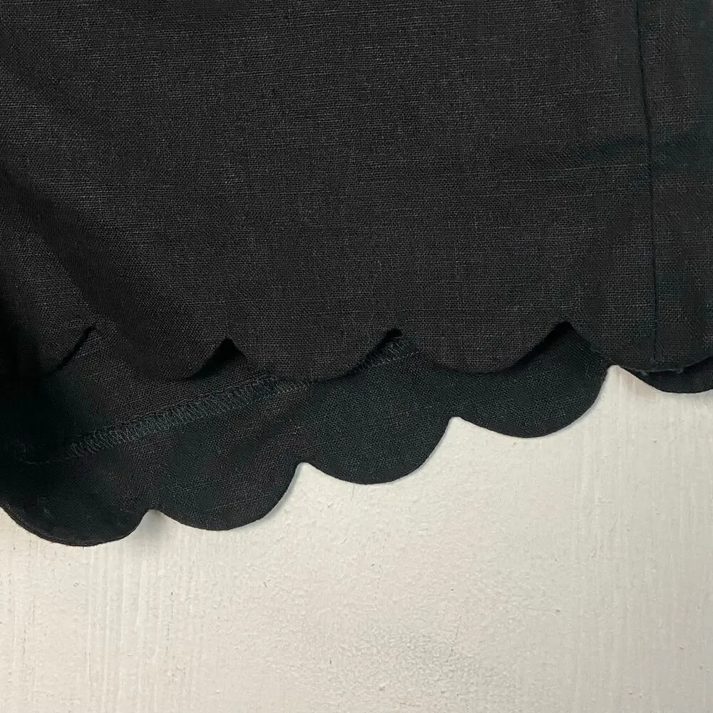 J.Crew Women's Black Linen Cotton Scallop Hem Shorts Size 4 NWT